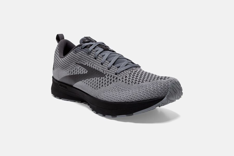 Brooks Running Shoes Mens Grey/Black - Revel 4 Road - 2563-TICDS